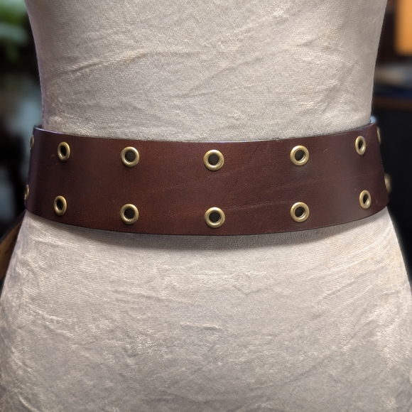 Fossil Brown Leather Belt with Gold Eyelets - Picture 2 of 4